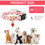 Qpets® Pink Strawberry Dog Collar Sweet Spring Summer Collars with Cute Strawberries Pattern for Female Girl Small Medium Large Dog-Pink-M