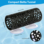 Qpets® Betta Fish Tunnel Hideout with Suction Cup Mount, ABS Aquarium Fish Hiding Tube Cave, Honeycomb Perforated Betta Rest Tunnel, Fish Tank Accessory for Bettas, Small Fish & Decoration, 10x4cm