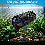 Qpets® Betta Fish Tunnel Hideout with Suction Cup Mount, ABS Aquarium Fish Hiding Tube Cave, Honeycomb Perforated Betta Rest Tunnel, Fish Tank Accessory for Bettas, Small Fish & Decoration, 10x4cm