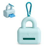 Qpets® Dog Poop Bag Holder,1 PCS Silicone Pet Waste Bag Dispenser with Metal Hook Fits Any Leash for Pet Dog-Blue