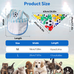 Qpets® Football Print Dog Baseball Cap and Bandana for Medium Dogs Summer Waterproof Pet Sun Hats with Ear Holes Adjustable Drawstring Football Hat and Bandana-Blue-L