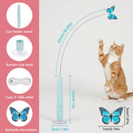 Qpets Rechargeable Butterfly Cat Toy with Flexible Cord, Suction-Cup Base and Two Play Modes