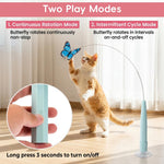 Qpets Rechargeable Butterfly Cat Toy with Flexible Cord, Suction-Cup Base and Two Play Modes