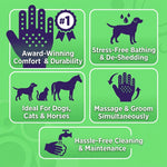 Qpets® Pet Grooming Bathing Gloves with Silicone Nubs, Deshedding & Massage Rubber Mitts Stretchy Pet Brush Gloves for Dogs & Cats, Bath Cleaning, Shedding Control, Fur Removal & Grooming