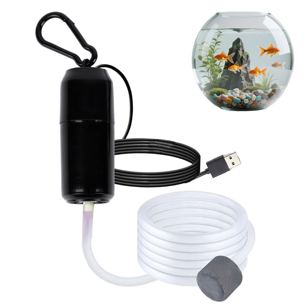 Qpets® Single USB Air Pump for Aquarium Quiet Mini Oxygen Pump Portable USB Powered Aerator for Nano Fish Tanks Shrimp Tanks and Outdoor Transport