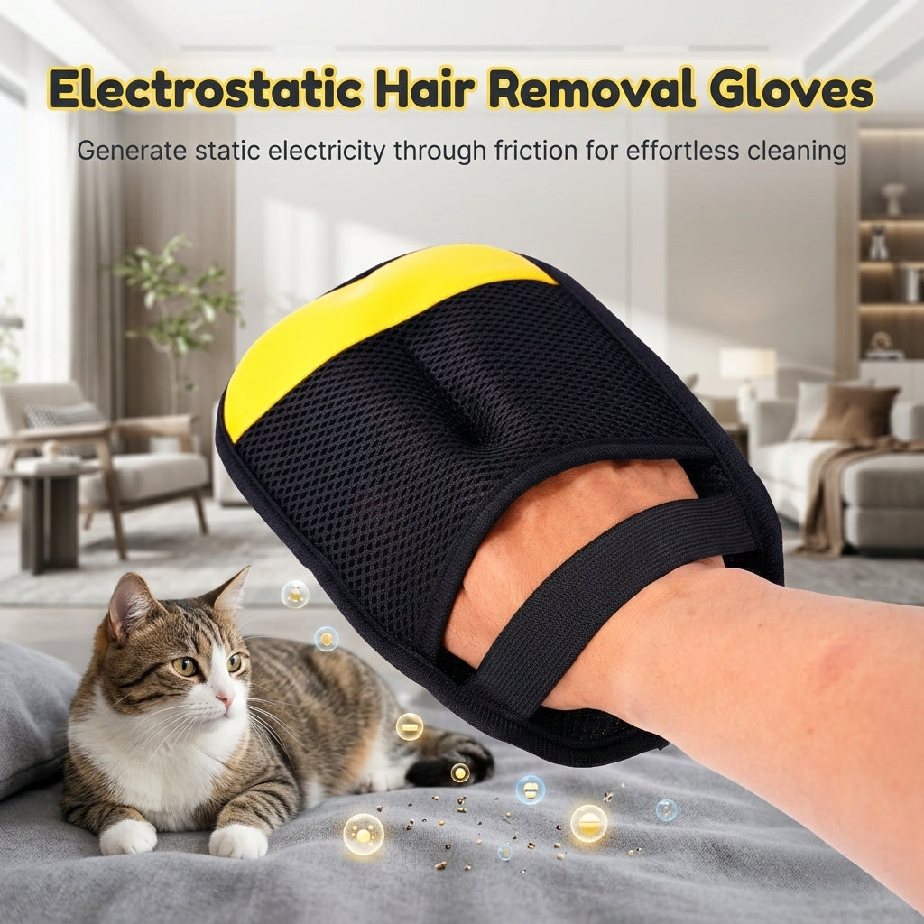Qpets® Pet Hair Removal Glove Upgraded Reusable Electrostatic Mitt for Dogs Cats Furniture Clothing Carpet
