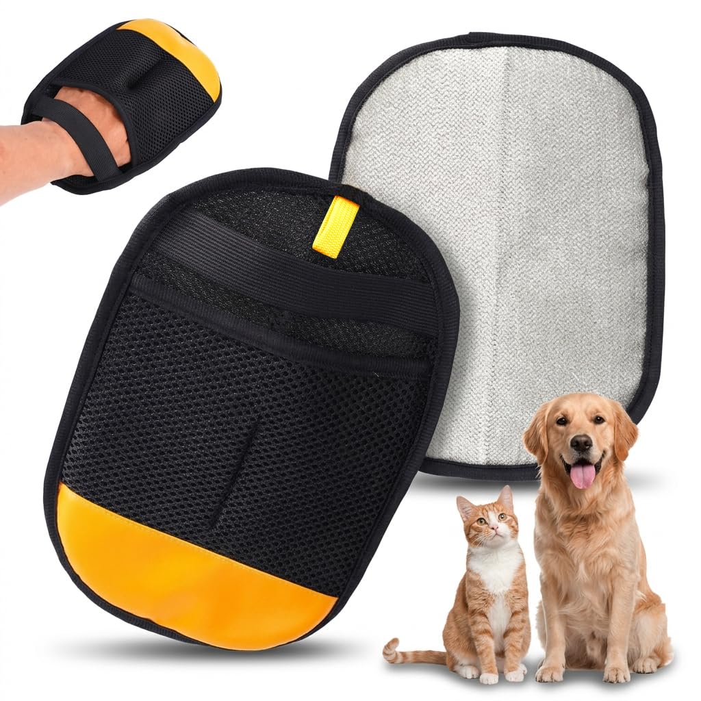 Qpets® Pet Hair Removal Glove Upgraded Reusable Electrostatic Mitt for Dogs Cats Furniture Clothing Carpet