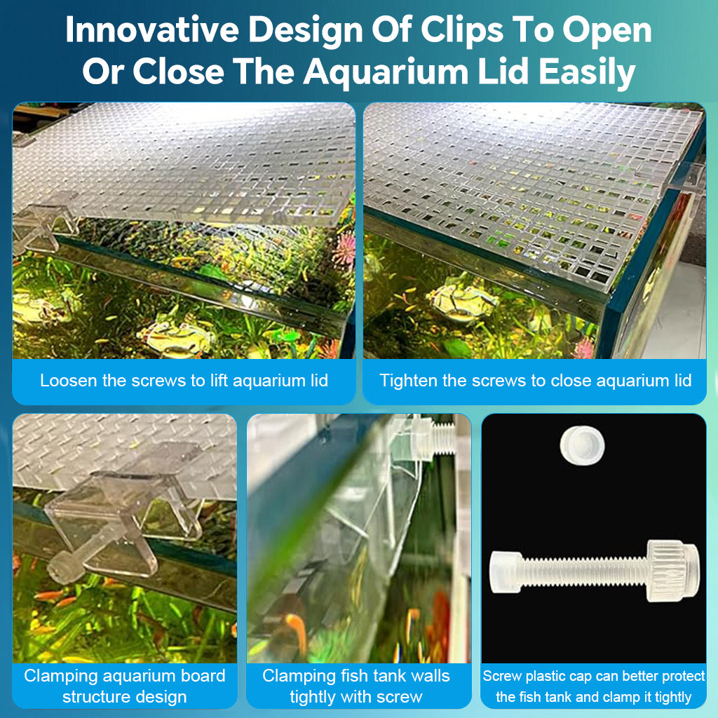 Qpets® Aquarium Lid Hood Fish Tank Cover Plastic Grid Panel with Clips for Terrarium and Aquarium Use