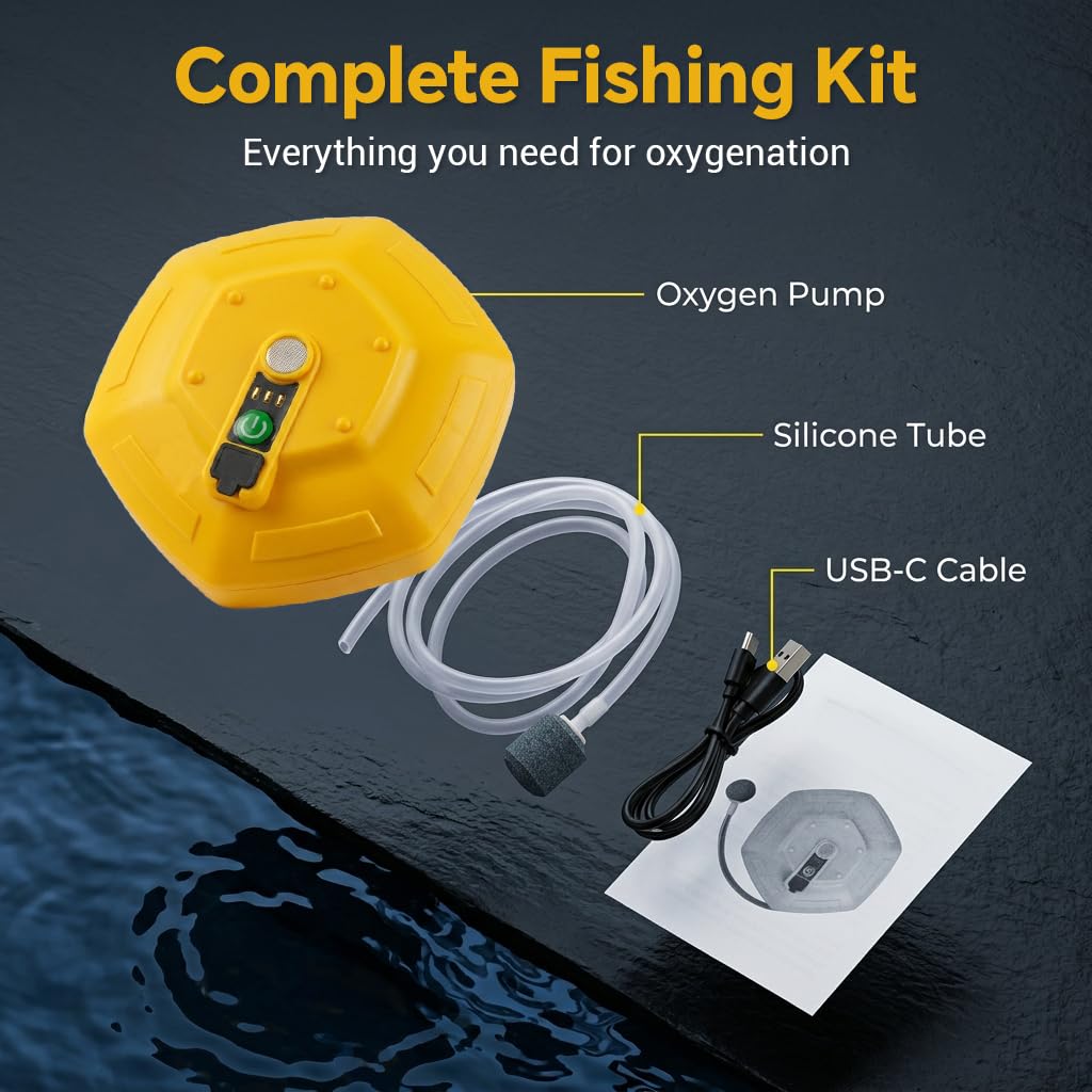 Qpets Floating Live Bait Aerator with 2000mAh Rechargeable Battery, IPX7 Waterproof Design