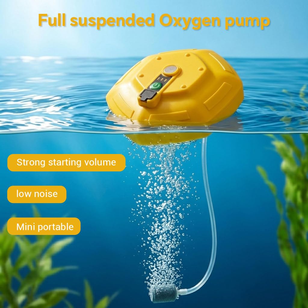 Qpets Floating Live Bait Aerator with 2000mAh Rechargeable Battery, IPX7 Waterproof Design