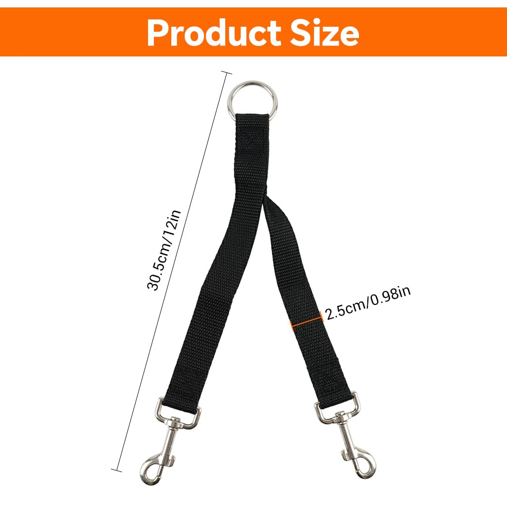 Qpets Double Dog Leash Split Lead with No-Tangle Swivel, Adjustable Length and Reflective Stitching