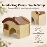 Qpets Wooden Hamster House with Natural Wood, Enclosed Hideout and Tool-Free Assembly