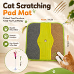 Qpets Sisal Cat Scratching Mat with Four Hanging Strings, Soft Fleece Centre and Anti-Slip Backing