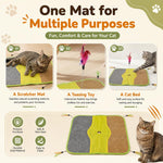 Qpets Sisal Cat Scratching Mat with Four Hanging Strings, Soft Fleece Centre and Anti-Slip Backing