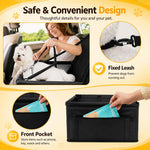 Qpets Foldable Dog Car Booster Seat with Mesh Sides, Safety Leash and Washable Oxford Fabric