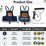 Qpets Bird Flight Harness with Leash, L, 24cm Back Girth, Denim Vest for Large Parrots