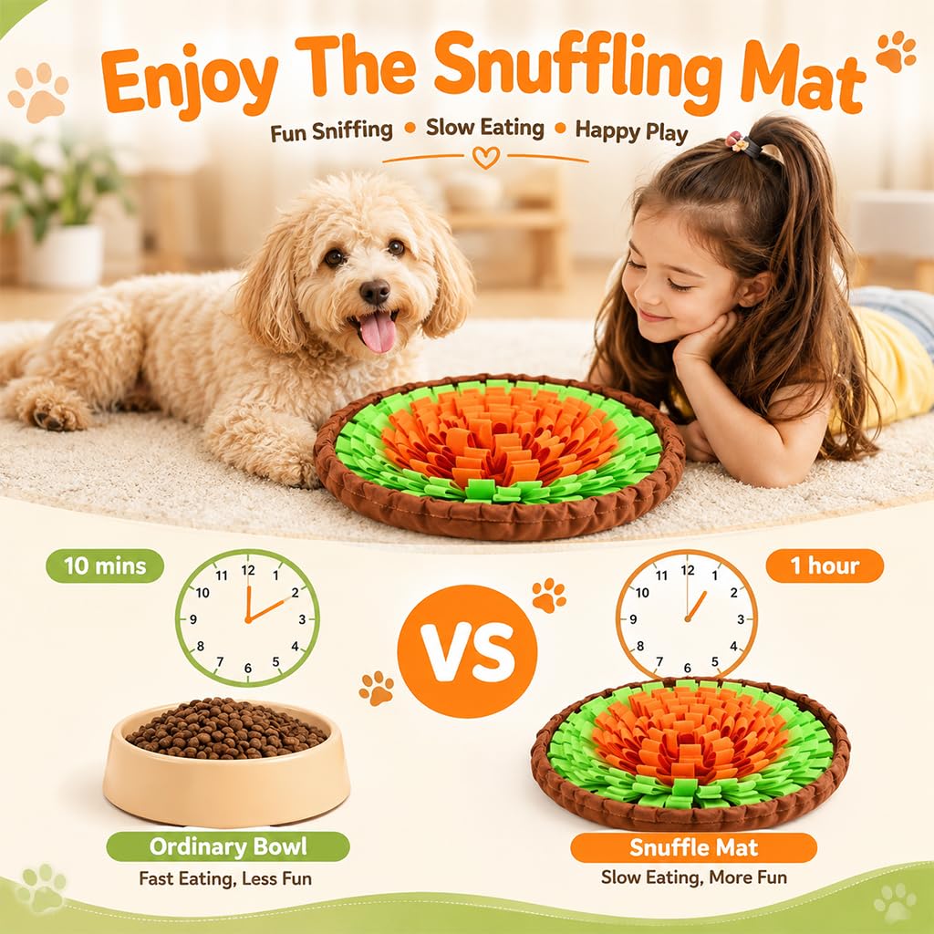 Qpets Dog Snuffle Mat for Slow Feeding and Training: Soft Felt, Machine Washable, Home and Travel Use