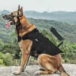 Qpets® Tactical Dog Harness for Medium Sized Dog Vest Harness with Pocket Outdoor Dog Harness with D Ring & Lifting Handle Breathable Oxford Cloth Quick Release Dog Harness, 20-30kg