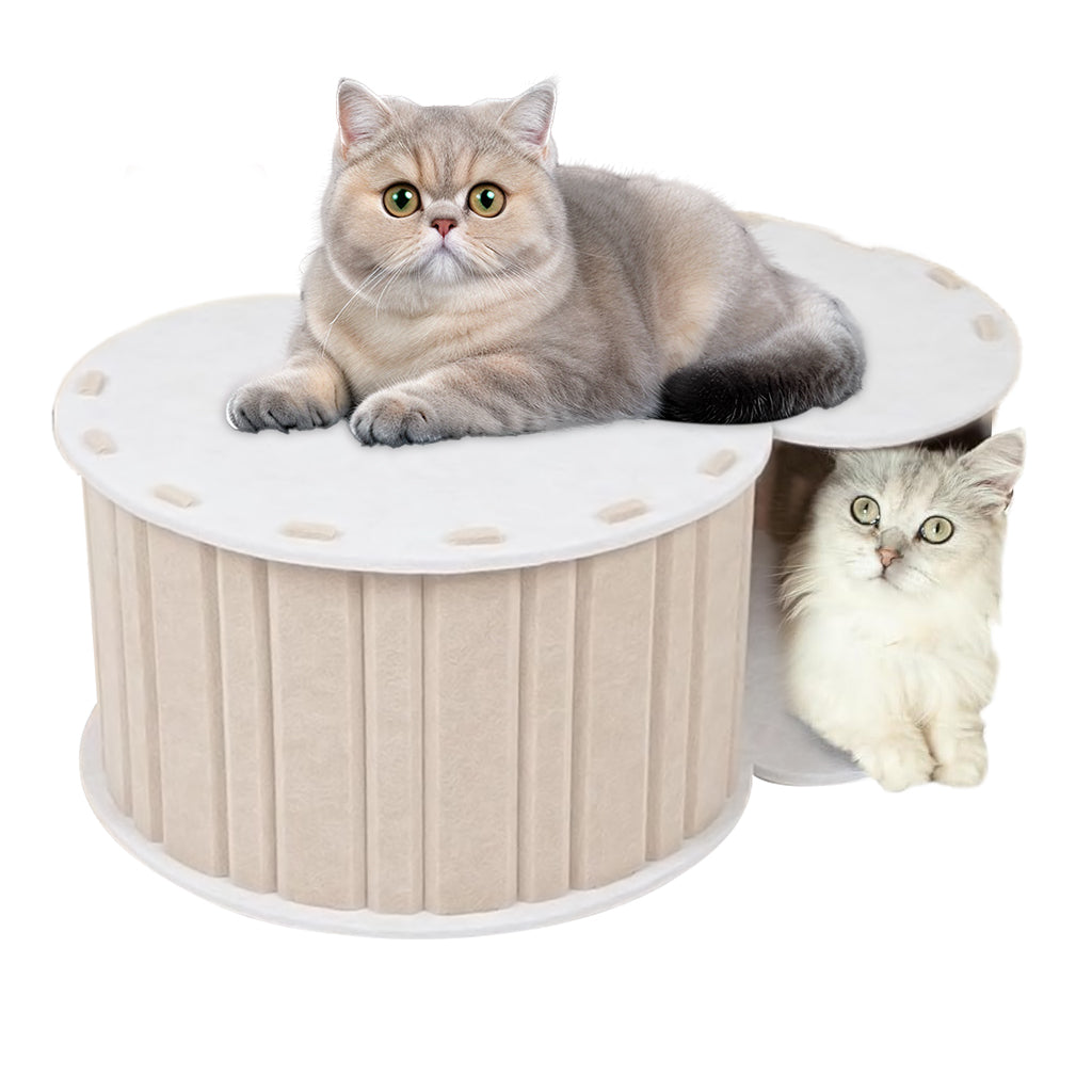 Qpets® Cat Hideaway Tunnel House Cat Tunnel Semi-Closure Scratcher Roofed House DIY Assembly Felt Hiding Game