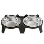 Qpets 2-Pack Stainless Steel and PP Pet Bowls with Weighted Anti-Tip Bases for Cats and Dogs
