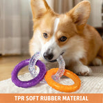 Qpets® TPR Dog Tug Toy Chewing Toys 3.54 inches Dia InterlinkedTri-ring Tear-Resistant Dog Toy