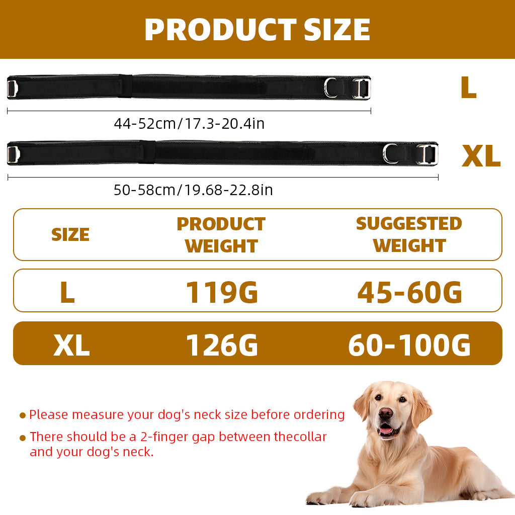 Qpets® Dog Collar Tactic, Dog Collar with Control Handle & D Ring Safety Reflective Dog Collar Adjustable Sliding Buckle Training Collar for 30-50kg Dogs