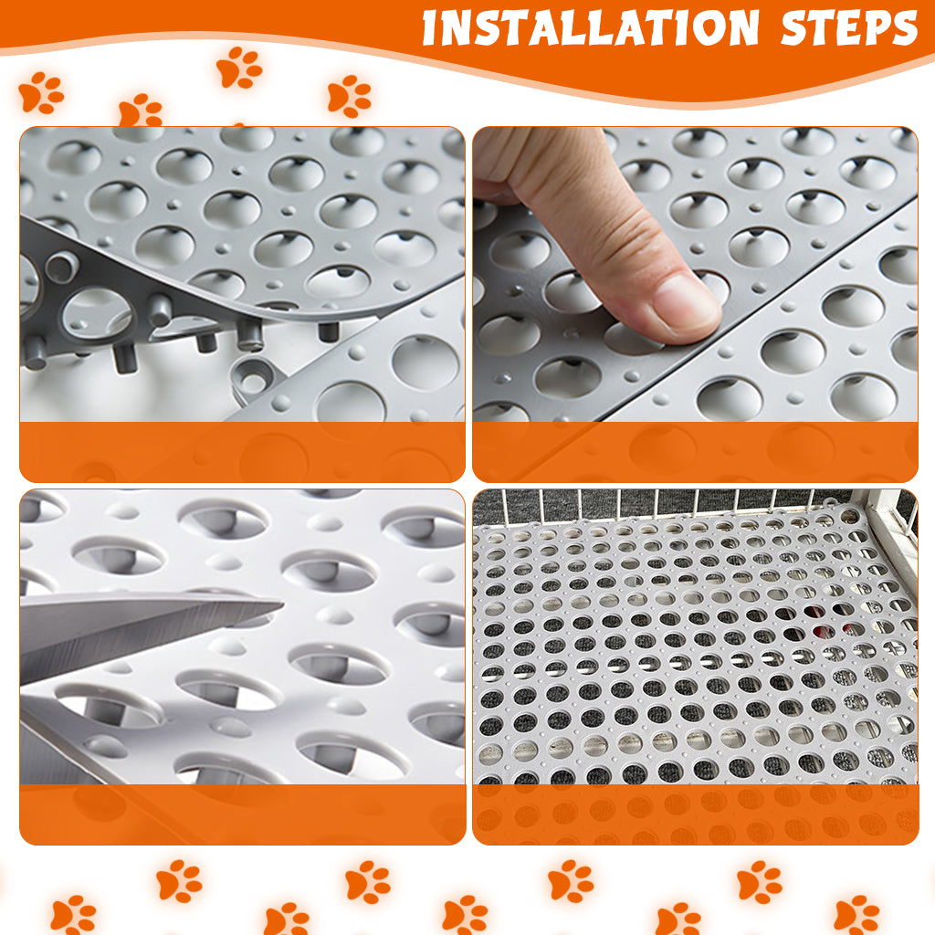 Qpets® 6Pcs Pet Cage Mat for Dog/Cat/Rabbit, Plastic Pet Flooring Mat Cat Cage Mats Dog Litter Catcher Pads, Waterproof Non-Slip Floor Mats for Cats Dogs Bunny Easy to Clean Cage Pads (1Pcs 30*30CM)