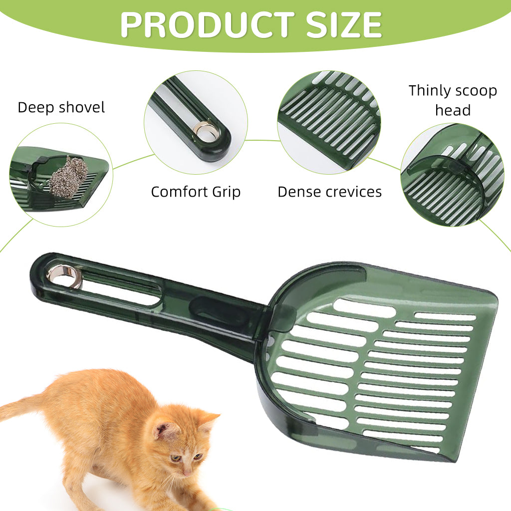 Qpets® Cat Litter Scoop, Plastic Cat Litter Scoop Retractable Push Shovel Design Cat Litter Scoop Sieve Cat Litter Cleaning Scoop