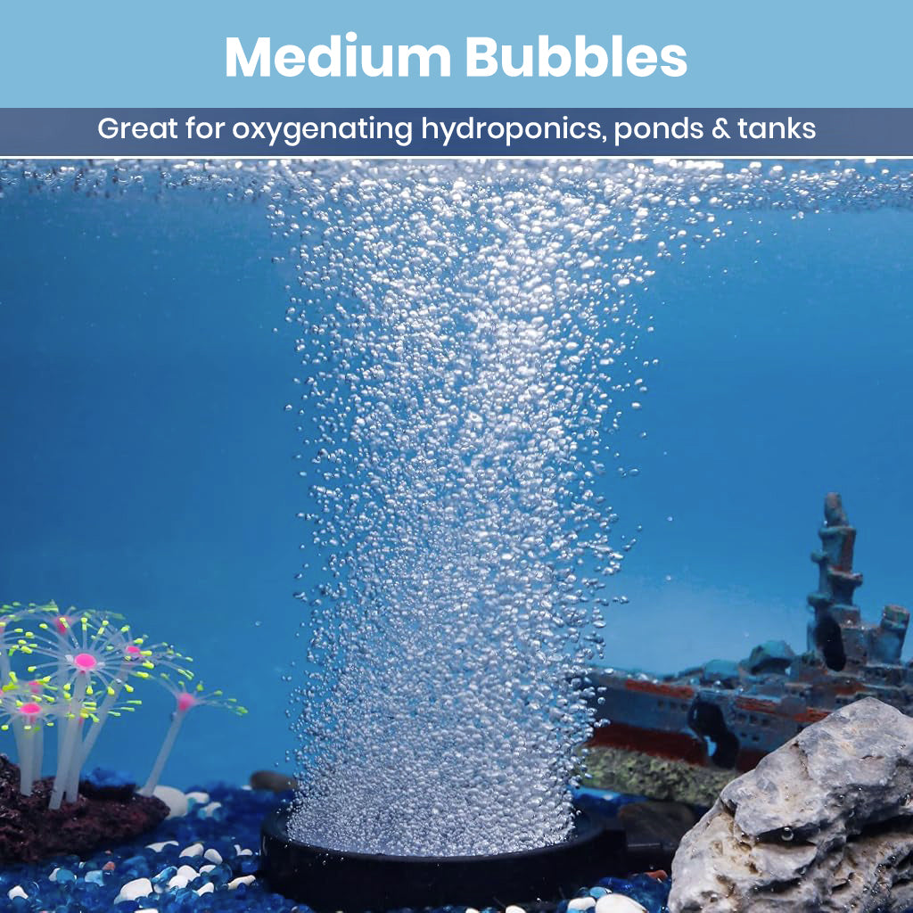 Qpets Aquarium Air Stone Diffuser with Fine Bubbles, 12cm Ceramic Disc and 3 Suction Cups