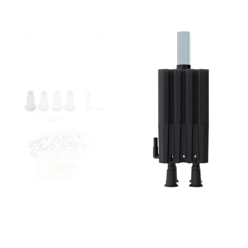 Qpets Aquarium Sponge Filter with Quiet Air-Powered Operation, Bio Balls and Two Sponges for Tanks