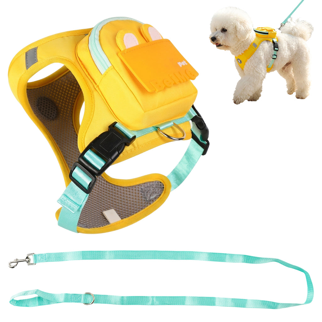 Qpets Dog Harness Backpack and Leash Set, XL, 60-75 cm Chest, Reflective Oxford Fabric
