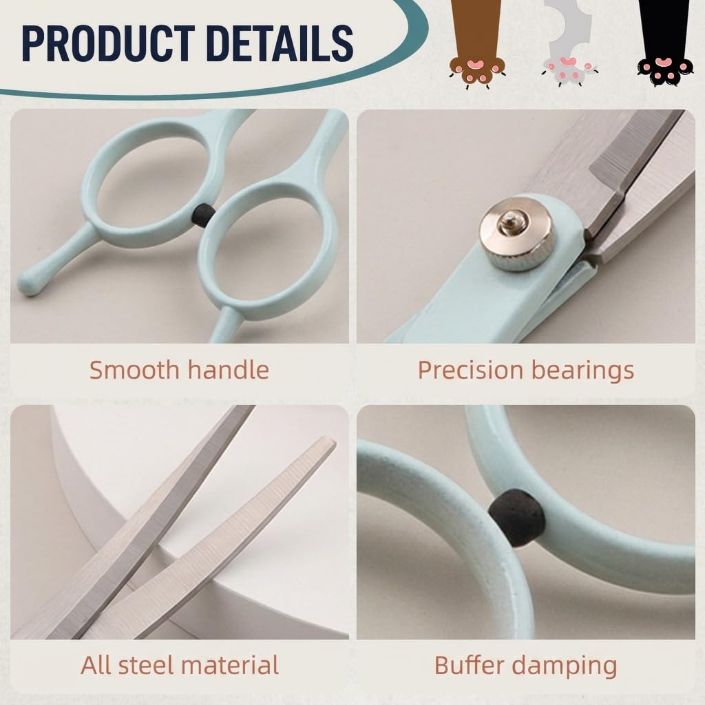 Qpets Pet Grooming Scissors Kit, 3 Stainless Steel Scissors with Comb and Storage Bag
