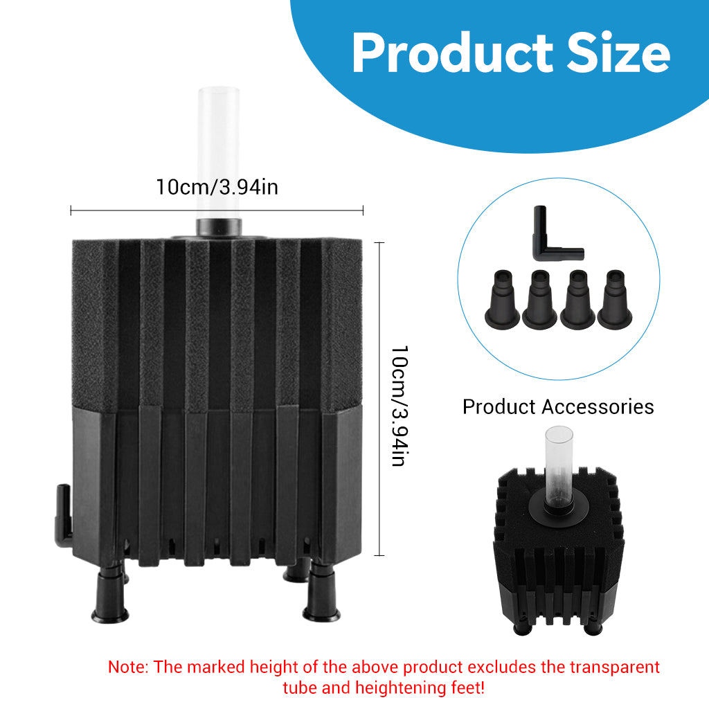 Qpets Aquarium Sponge Filter with Quiet Operation, Ceramic Bio Media for Betta, Shrimp and Fry Tanks