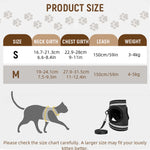 Qpets® Cat Harness with 59'' Leash Small Cat Vest Harness Cat Harness Safety Night Reflective Strip Design Breathable Adjustable Quick ReleaseSummer Cat Harness for Walking, M