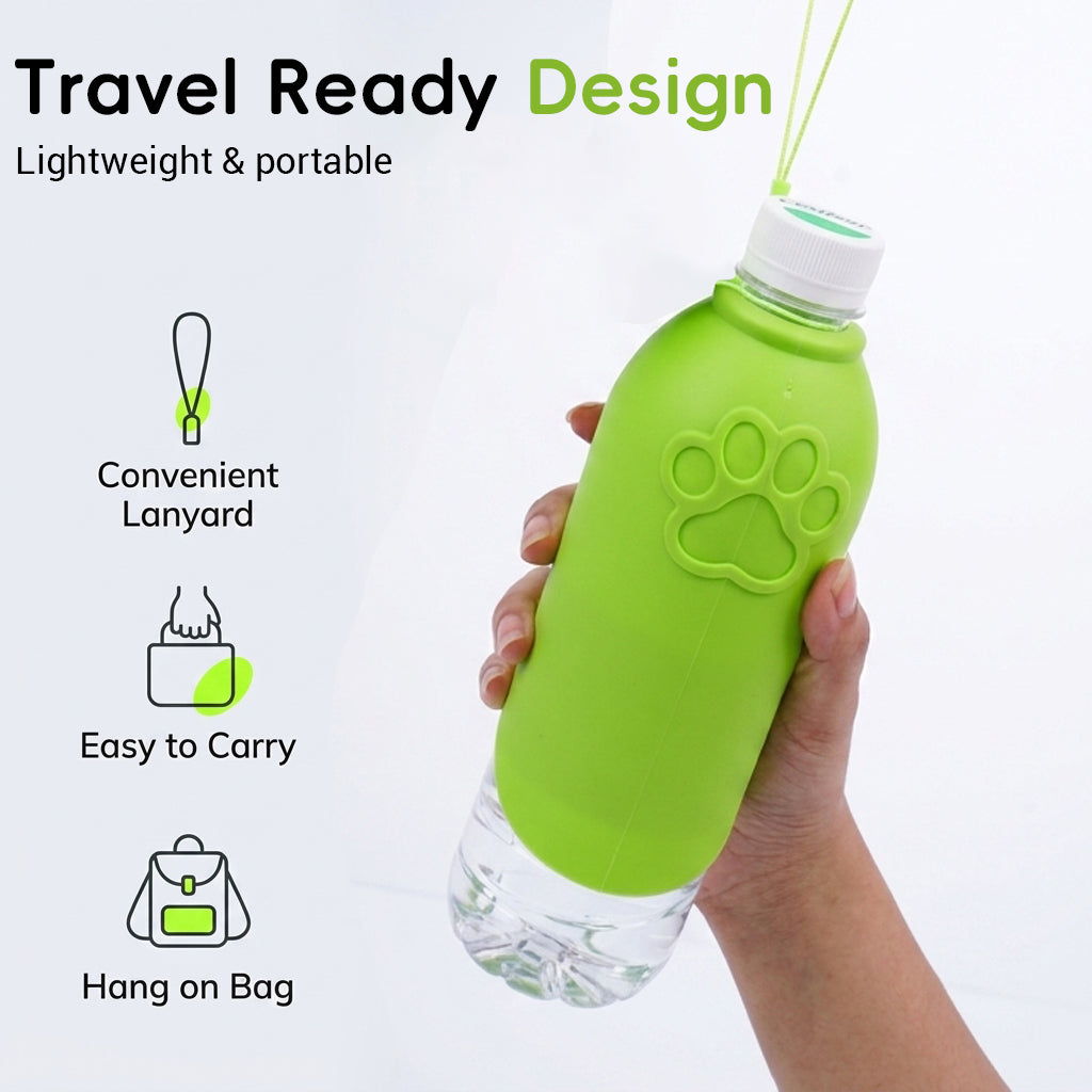 Qpets Foldable Silicone Pet Water Bottle for Dogs and Cats