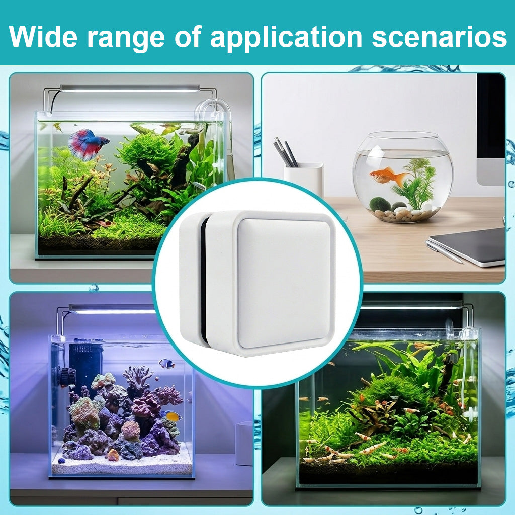 Qpets Mini Magnetic Algae Scraper for Compact Aquariums with 3cm Head and Floating Pad