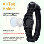 Qpets Reflective AirTag Dog Collar for Medium Dogs with Waterproof Holder, Padding and Dual D Rings