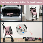 Qpets Foldable Pet Stroller for Small Dogs and Cats, Up to 7kg, Mesh Window and One-Step Fold