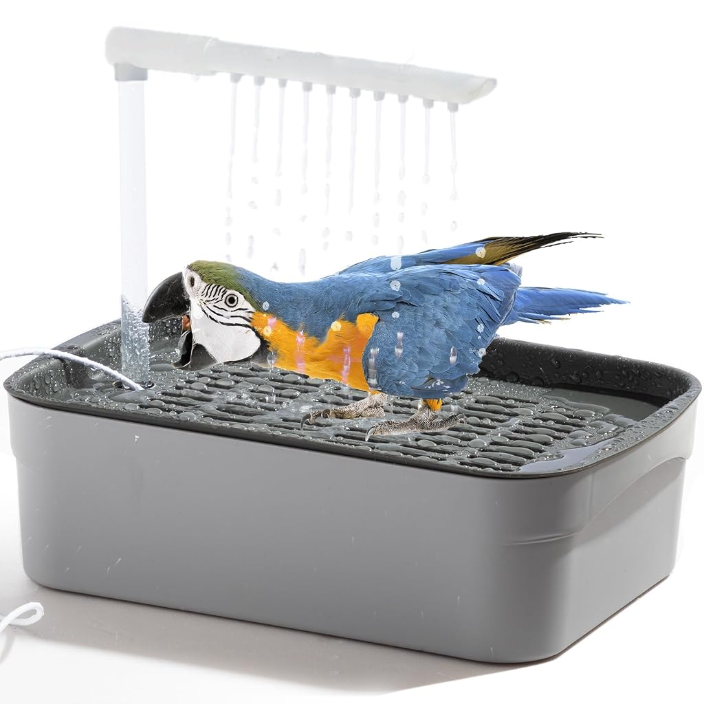 Qpets Automatic Bird Bath Box with USB Fountain, Quiet Circulating Water for Small Birds