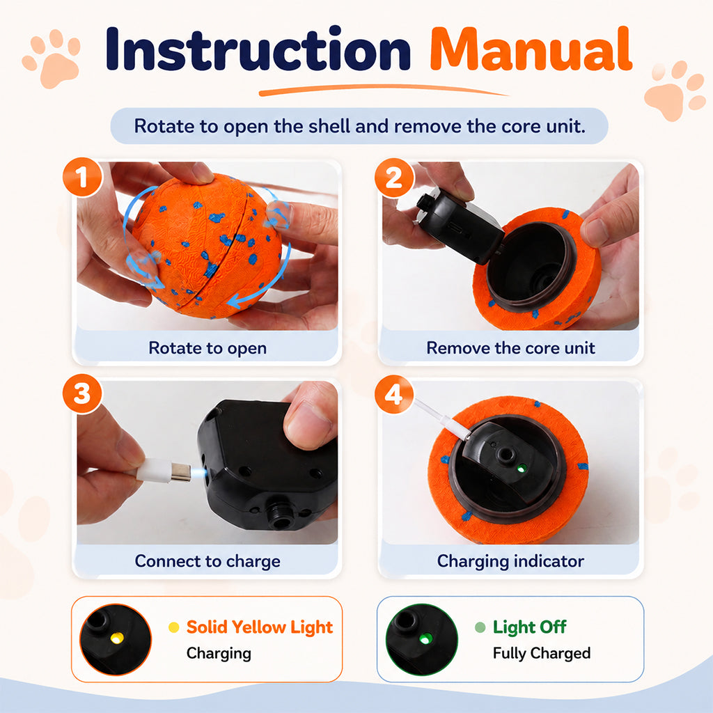 Qpets Interactive Dog Ball with 10mm ETPU Shell, Two Play Modes and IPX7 Waterproof Design