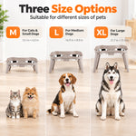 Qpets Elevated Dog Bowl Stand, Size L, Two Stainless Steel Bowls, Drip Tray and Non-Slip Base