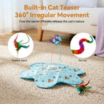 Qpets Rechargeable Interactive Cat Game with LED, Moving Feathers and Adjustable Speed Modes