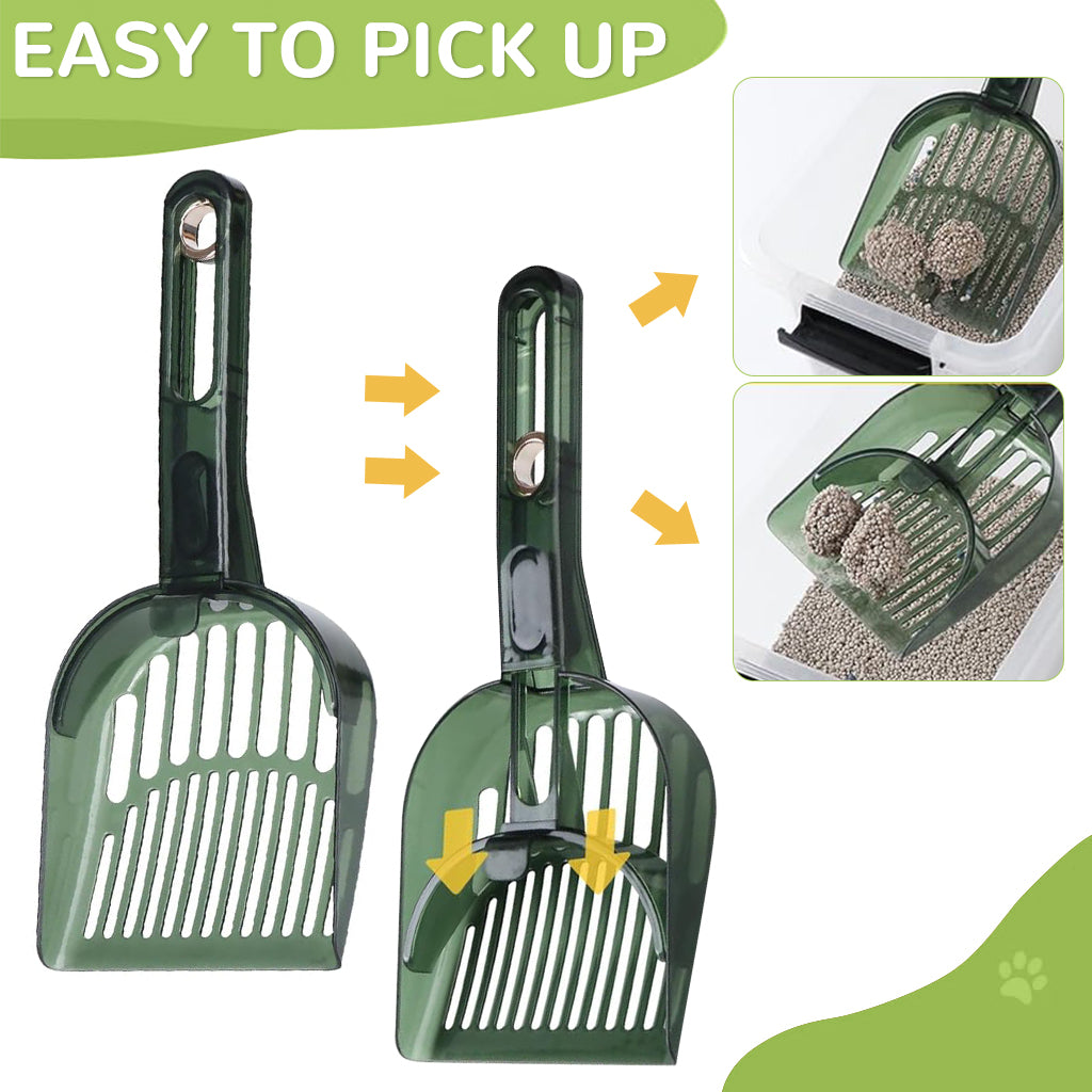 Qpets® Cat Litter Scoop, Plastic Cat Litter Scoop Retractable Push Shovel Design Cat Litter Scoop Sieve Cat Litter Cleaning Scoop