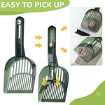 Qpets® Cat Litter Scoop, Plastic Cat Litter Scoop Retractable Push Shovel Design Cat Litter Scoop Sieve Cat Litter Cleaning Scoop