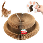 Qpets® Cat Toy Folding Cat Scratching Board Toy Corrugated Hard Paper Transformable Cat Scratching Board with Magnetic Ends Space Saving Cat Scratching Toy