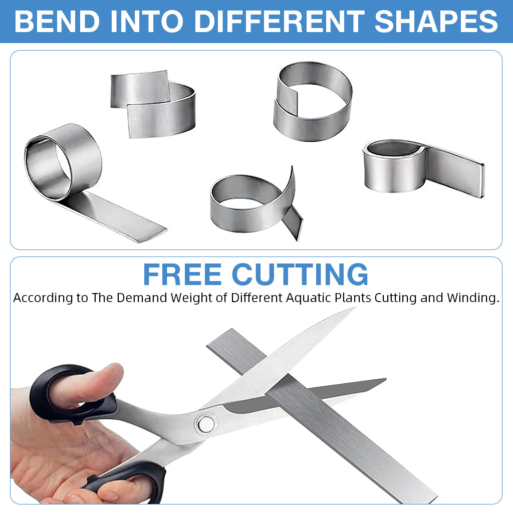 Qpets® 16Pcs Lead Weights for Fish Tank 110mmx10mm Densed Lead Strip Weight Flexible Bendable Lead weight for Anchoring Aquariums Plants or Decroation