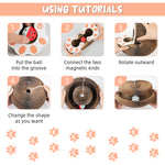 Qpets® Cat Toy Folding Cat Scratching Board Toy Corrugated Hard Paper Transformable Cat Scratching Board with Magnetic Ends Space Saving Cat Scratching Toy