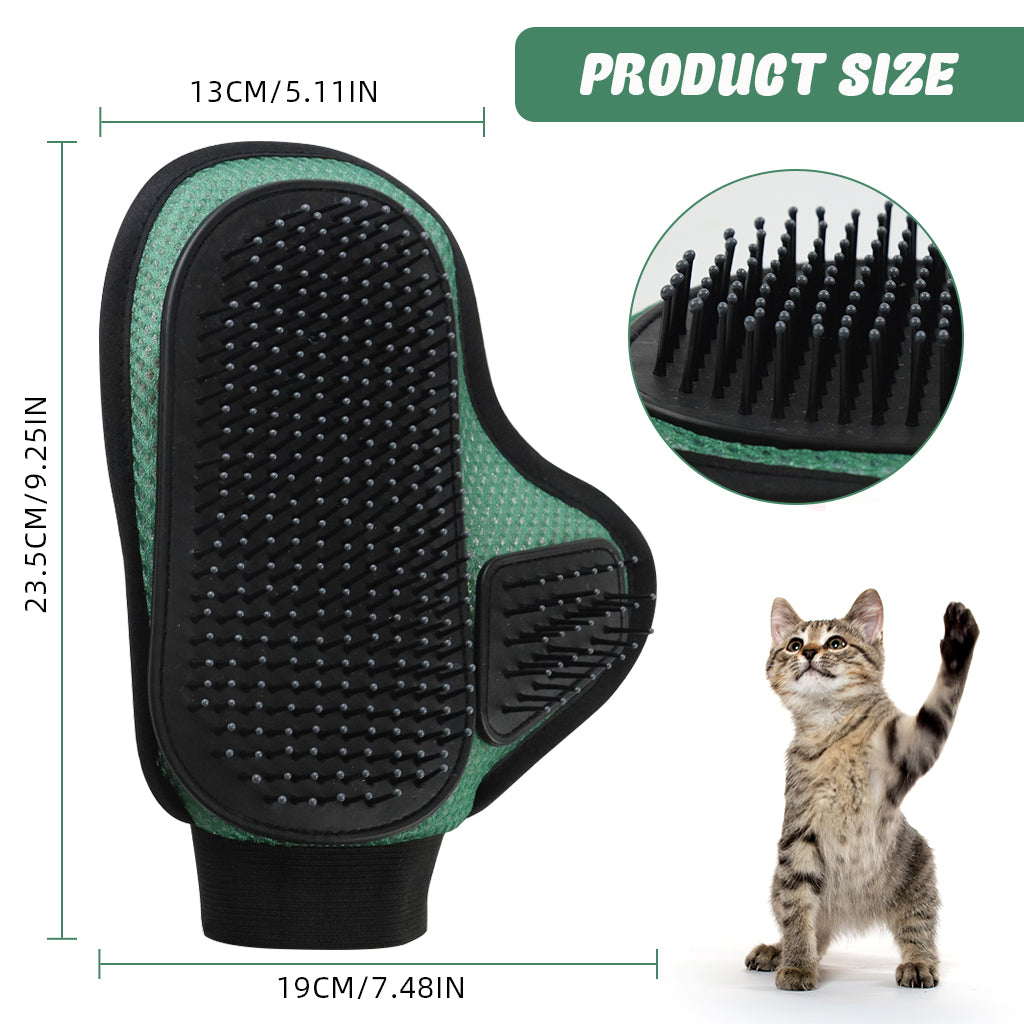Qpets® Pet Hair Grooming Glove for Cat Dog Hair Brush Glove Breathable Mesh Pet Hair Grooming Glove Rubber Rounded Tip Bristles Deshadding Hair Removal Glove Deshadding Hair Removal Glove