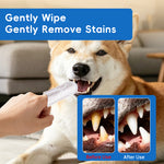Qpets 3-in-1 Natural Cotton Pet Finger Wipes for Dogs and Cats, Teeth, Ears and Eyes, 50 Count