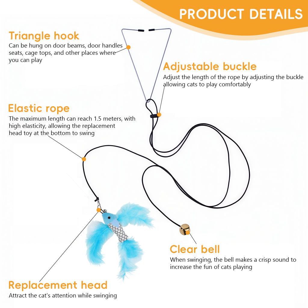 Qpets Interactive Cat Feather Wand for Playtime with Retractable Design & Safe Materials